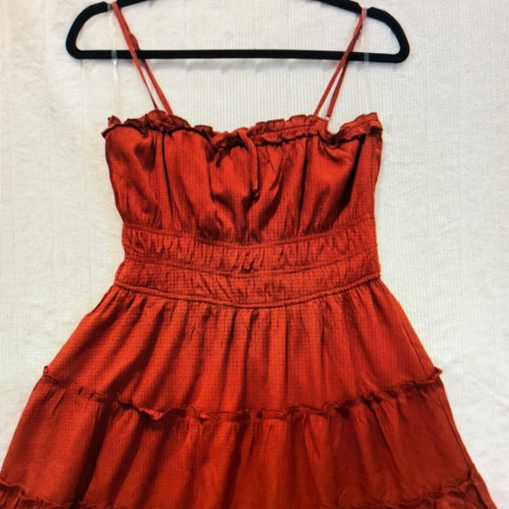 Red Tiered Spaghetti Strap Dress